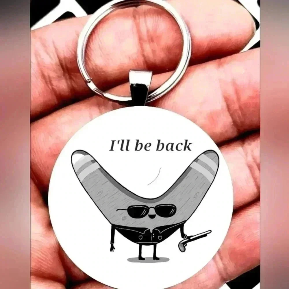 Terminator movie hot boomerang hot funny joke Keychain